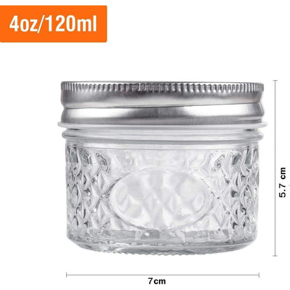 6er Set 120ml Einmachgläser mit 3 Deckelarten