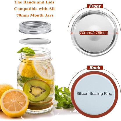 6er Set 120ml Einmachgläser mit 3 Deckelarten