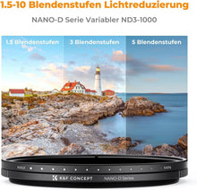 K&F Concept Variabler ND Filter ND3-1000 55mm Graufilter