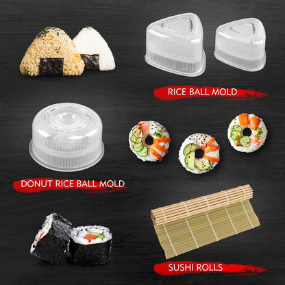 SKYSER Sushi Maker Set 20-teilig für Anfänger zum Selbermachen - Schwarz