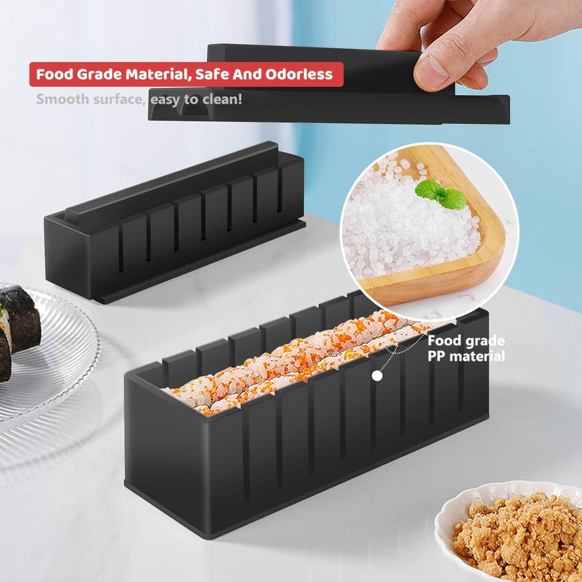 Sushi Maker Set 20-teilig DIY Anfänger Kit Reis Roll Formen Stäbchen Schwarz