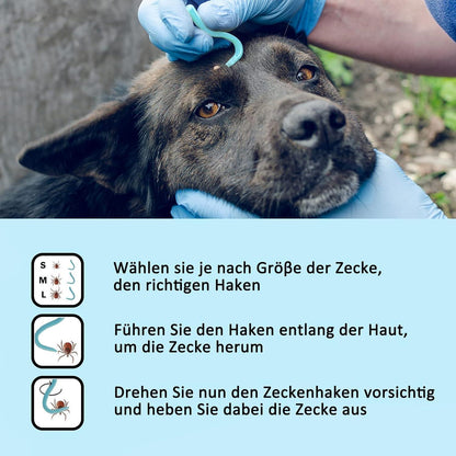 Zeckenzange Set für Hunde, Katzen & Menschen - 5er Pack Blau