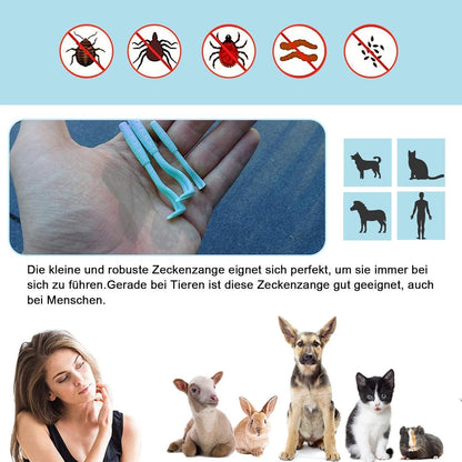 Zeckenzange Set für Hunde, Katzen & Menschen - 5er Pack Blau