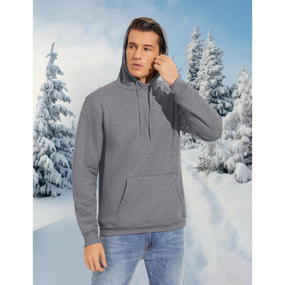 Herren Sherpa Hoodie mit Kängurutasche, warm, winddicht, XXL Hellgrau
