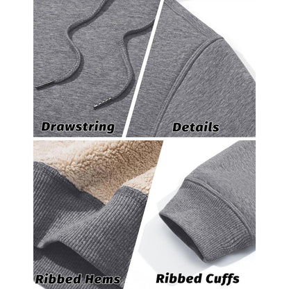 Herren Sherpa Hoodie mit Kängurutasche – Warm & Winddicht – Hellgrau XL
