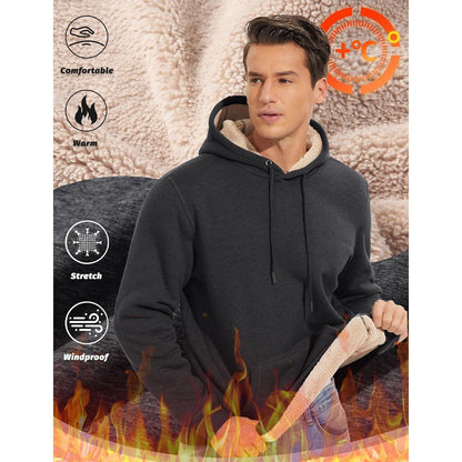 Herren Sherpa Hoodie – Warm & Winddicht – Dunkelgrau