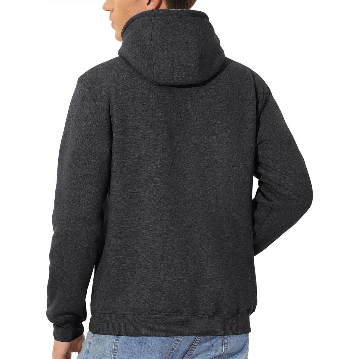 Herren Sherpa Hoodie mit Kängurutasche, warm gefüttert, Dunkelgrau XXL