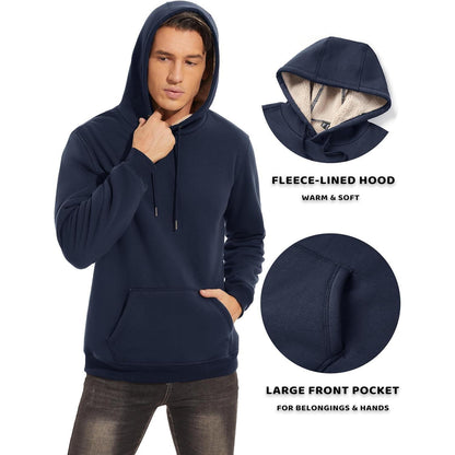 Herren Sherpa Hoodie mit Kängurutasche – Dunkelblau XXL