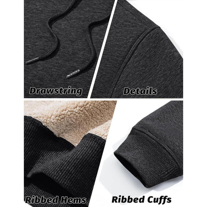 Herren Sherpa Hoodie mit Kängurutasche - Dunkelgrau XL