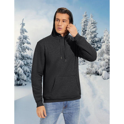 Herren Sherpa Hoodie – Dickes Fleece, Winddicht, Dunkelgrau S