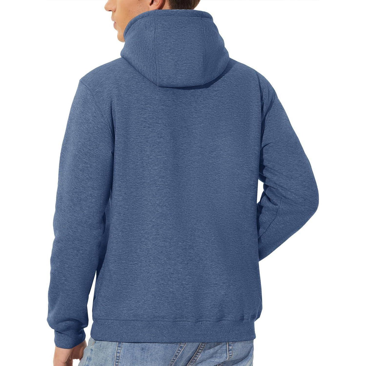 Herren Sherpa Hoodie mit Kängurutasche, winddicht, warm, XXL Blaugrau