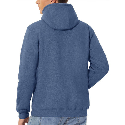 Herren Sherpa Hoodie mit Kängurutasche, winddicht, warm, XXL Blaugrau
