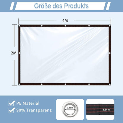 Transparente Abdeckplane 2x4m wasserdicht mit Ösen für Gartenmöbel