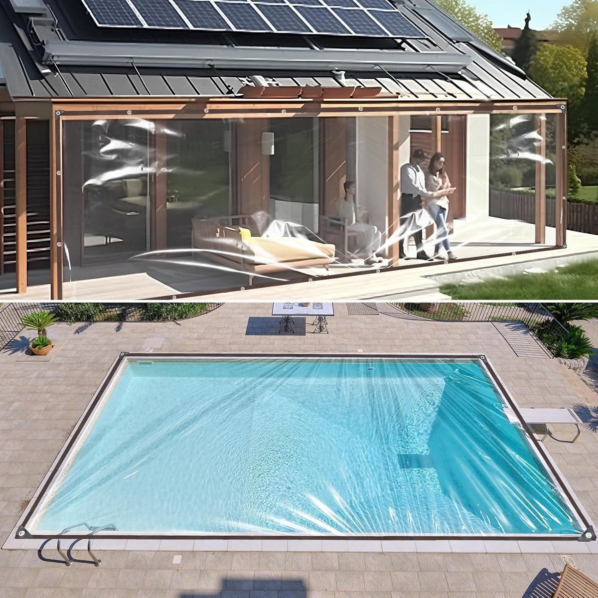 Transparente Abdeckplane 2x4m wasserdicht mit Ösen für Gartenmöbel