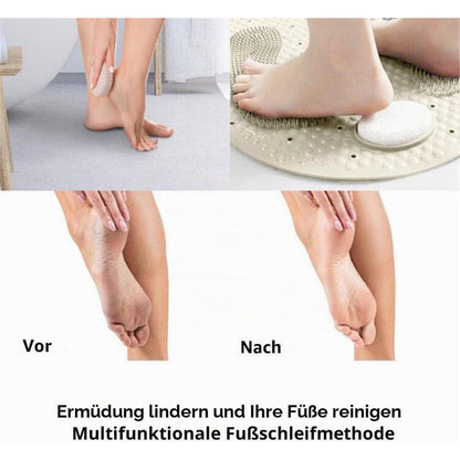 Rutschfeste Badematte mit Saugnäpfen & Bimsstein-Peeling