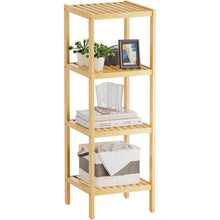 Bambusregal mit 4 Ebenen, rutschfest, stabil - 15 kg - Natur