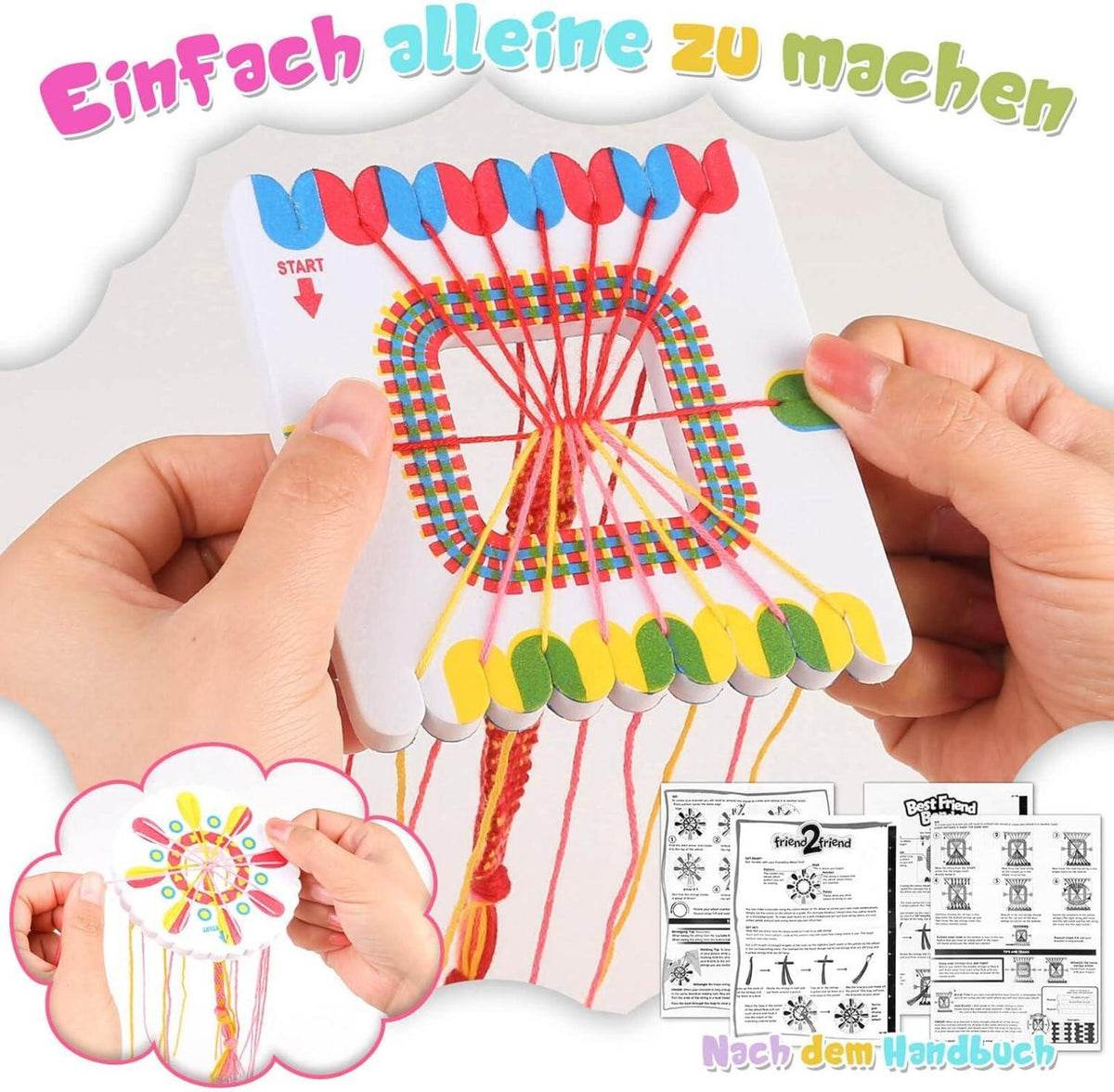 modacraft Freundschaftsbänder Bastelset mit Perlen und Anleitung - DIY Armband Maker Kit für Kinder ab 8 Jahren