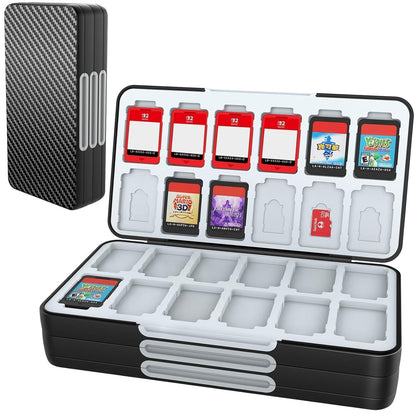 Spielkarten Aufbewahrungsbox für Nintendo Switch mit 72 Slots, Schwarz