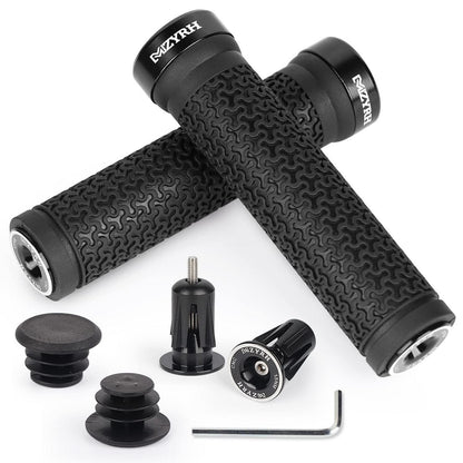 Ergonomische Fahrradgriffe MTB Schwarz mit Lenkerstopfen