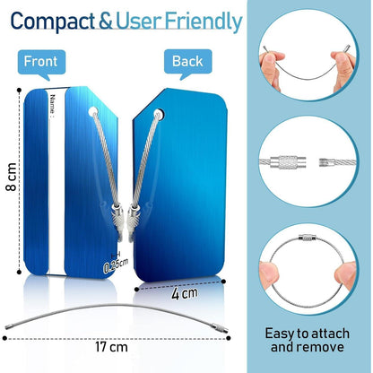 6x Gepäckanhänger Aluminium – Reise-Zubehör für Koffer & Tasche