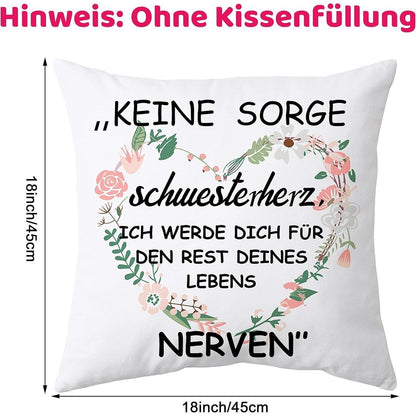 Kissenbezug Schwester Geschenk – Weiß 45x45cm