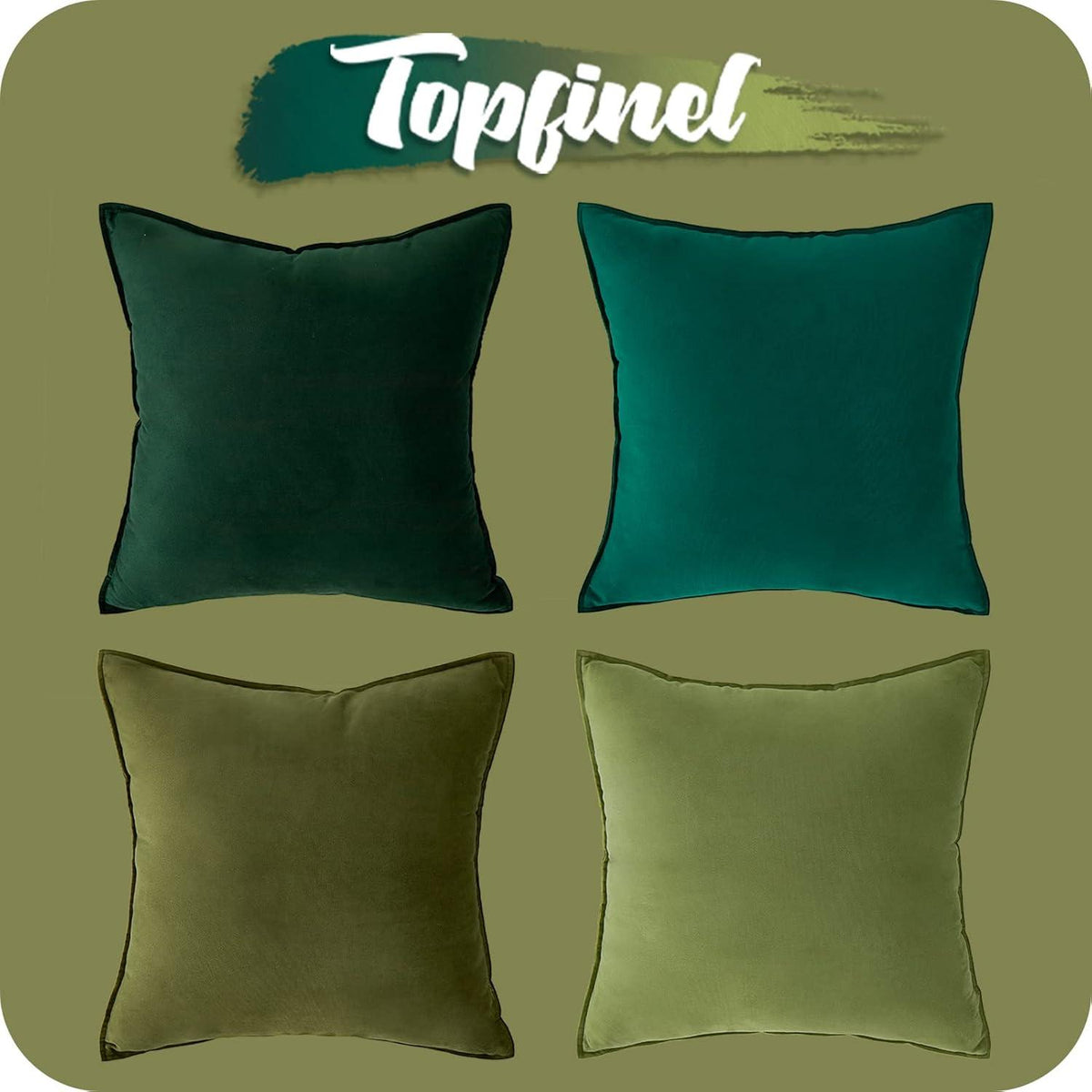 Kissenbezüge grün Samt Dekokissen 40x40 cm 4er Set Sofa Wohnzimmer