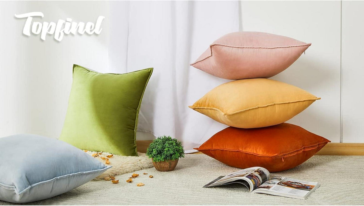 Topfinel Samt Kissenbezug 40x40 cm grün 4er Set Dekokissen Sofa Schlafzimmer