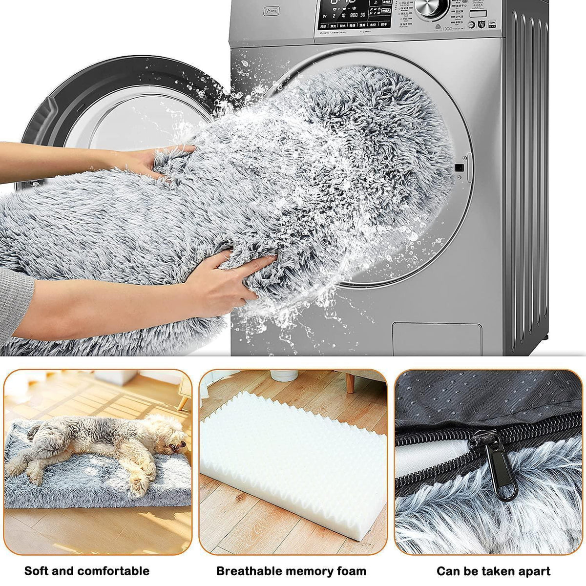 Flauschiges Hundebett mit Memory Foam – 120x80cm Braun