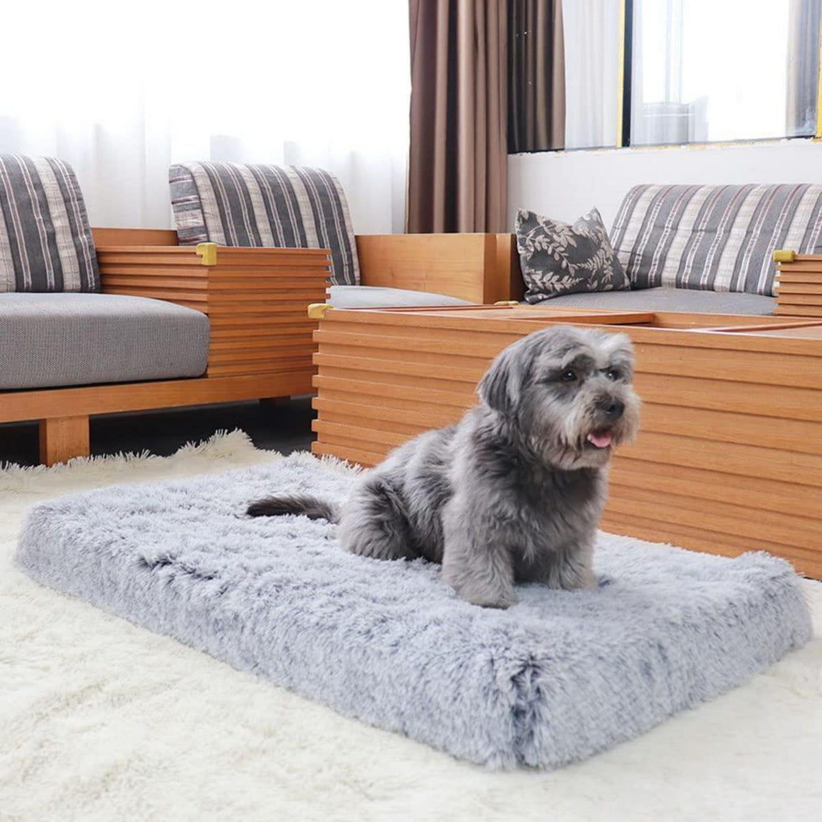 Flauschiges Hundebett mit Memory Foam – 120x80cm Dunkelgrau