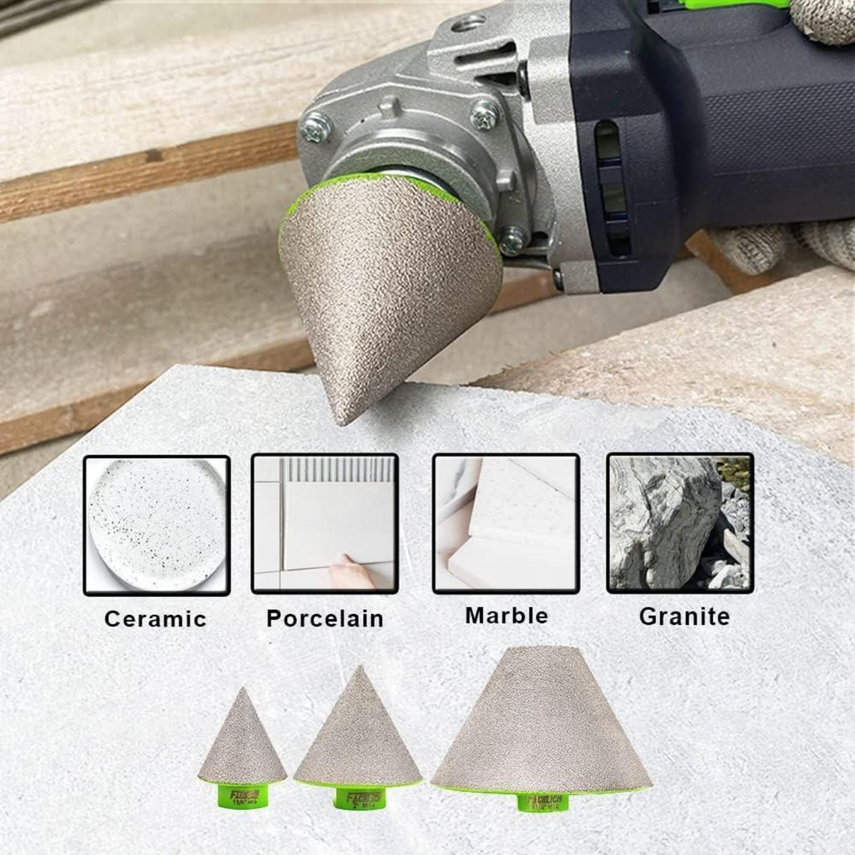 Diamant Fingerfräser 82mm M14 zum Anfasen von Fliesenlöchern
