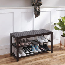 Schuhbank Bambus Schuhregal Sitzbank 3 Ablagen