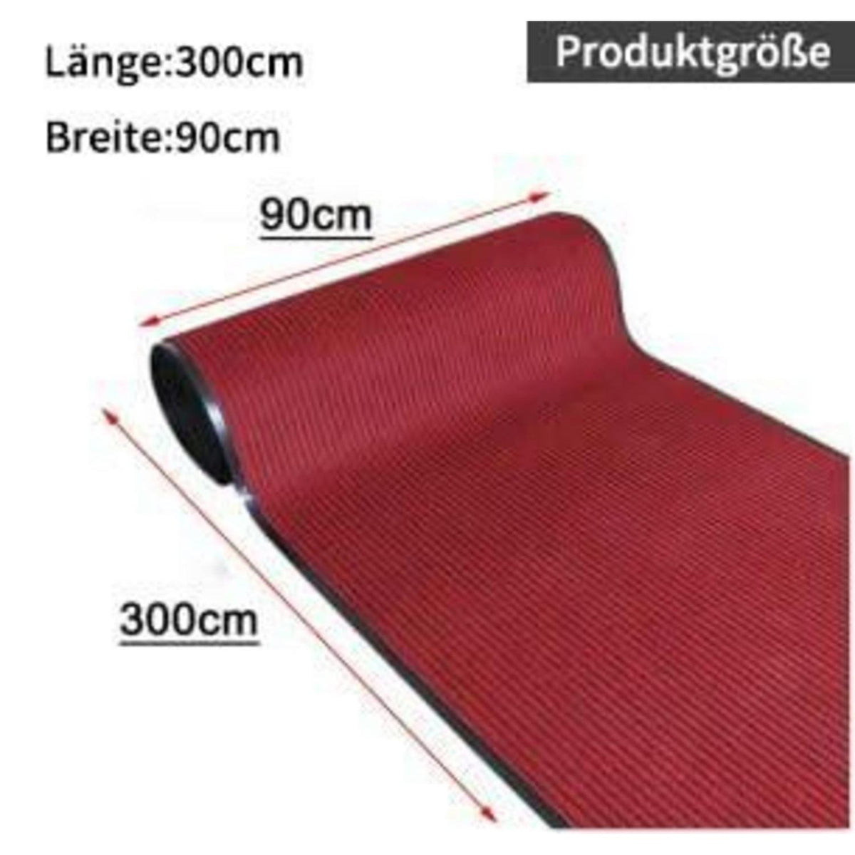 Läufer Teppich 90x300cm rutschfest, Streifenmuster rot
