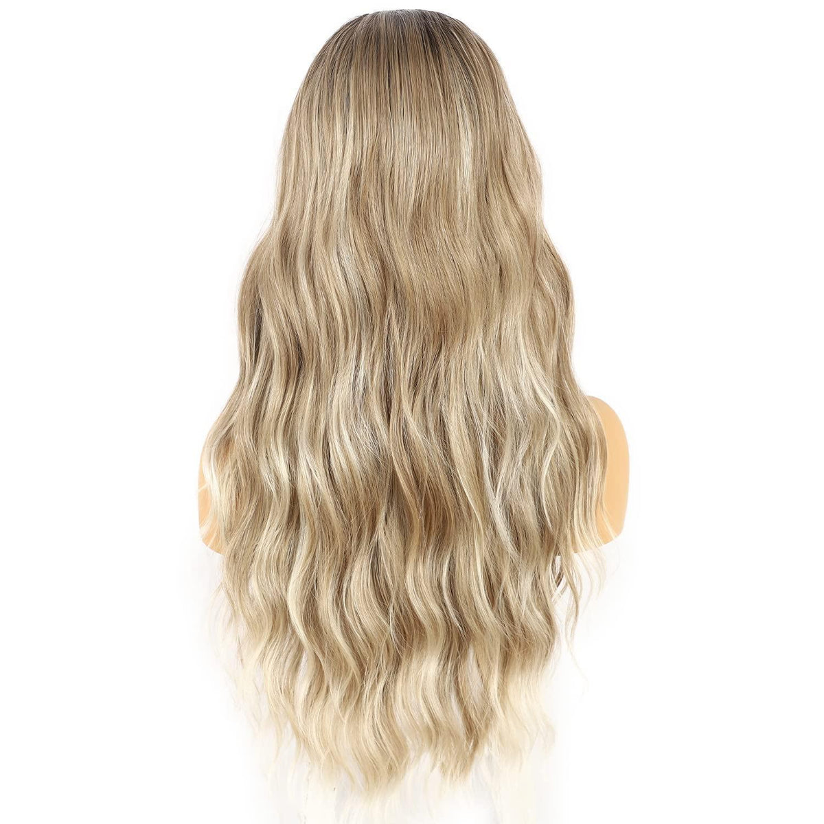Synthetische Ombre Blonde Welle Spitze Front Perücke 24 Zoll