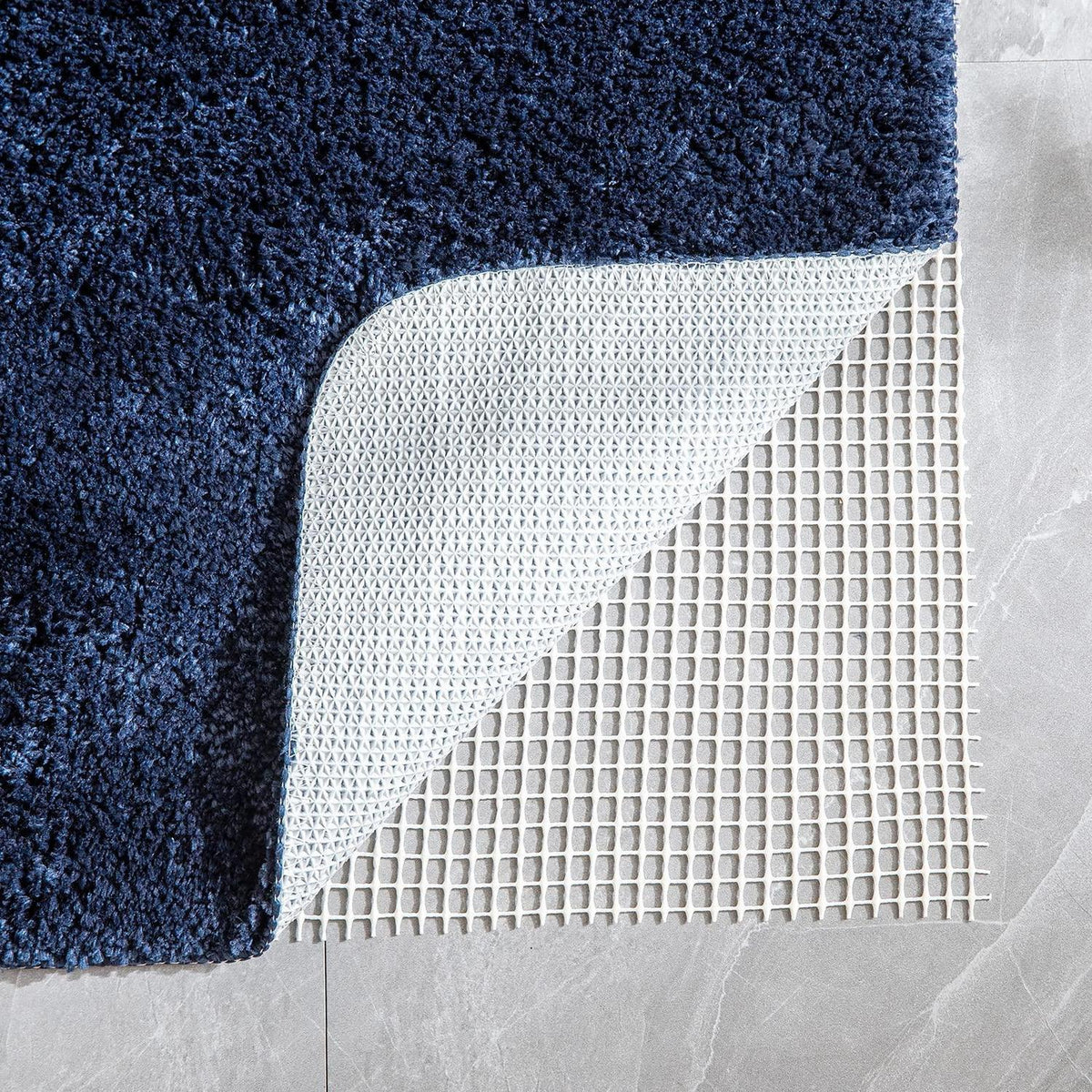 Rutschfester Badezimmerteppich dunkelblau 70x120 cm Mikrofaser