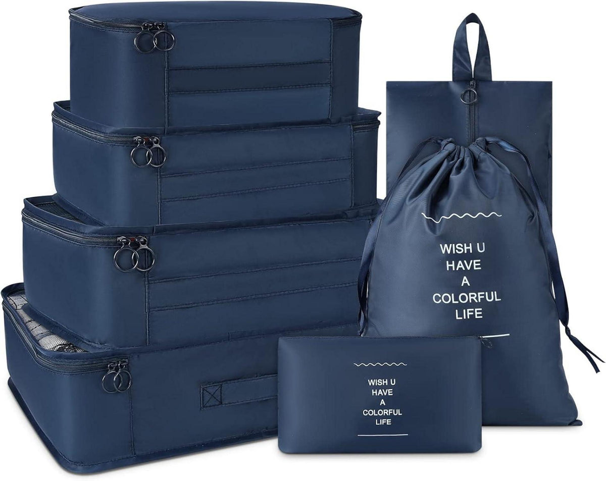 Verpackungswürfel Set Reisetaschen Organizer 7tlg. Marine