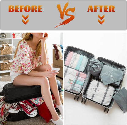 7 teiliges Kleidertaschen Set Verpackungswürfel Koffer Organizer Reise