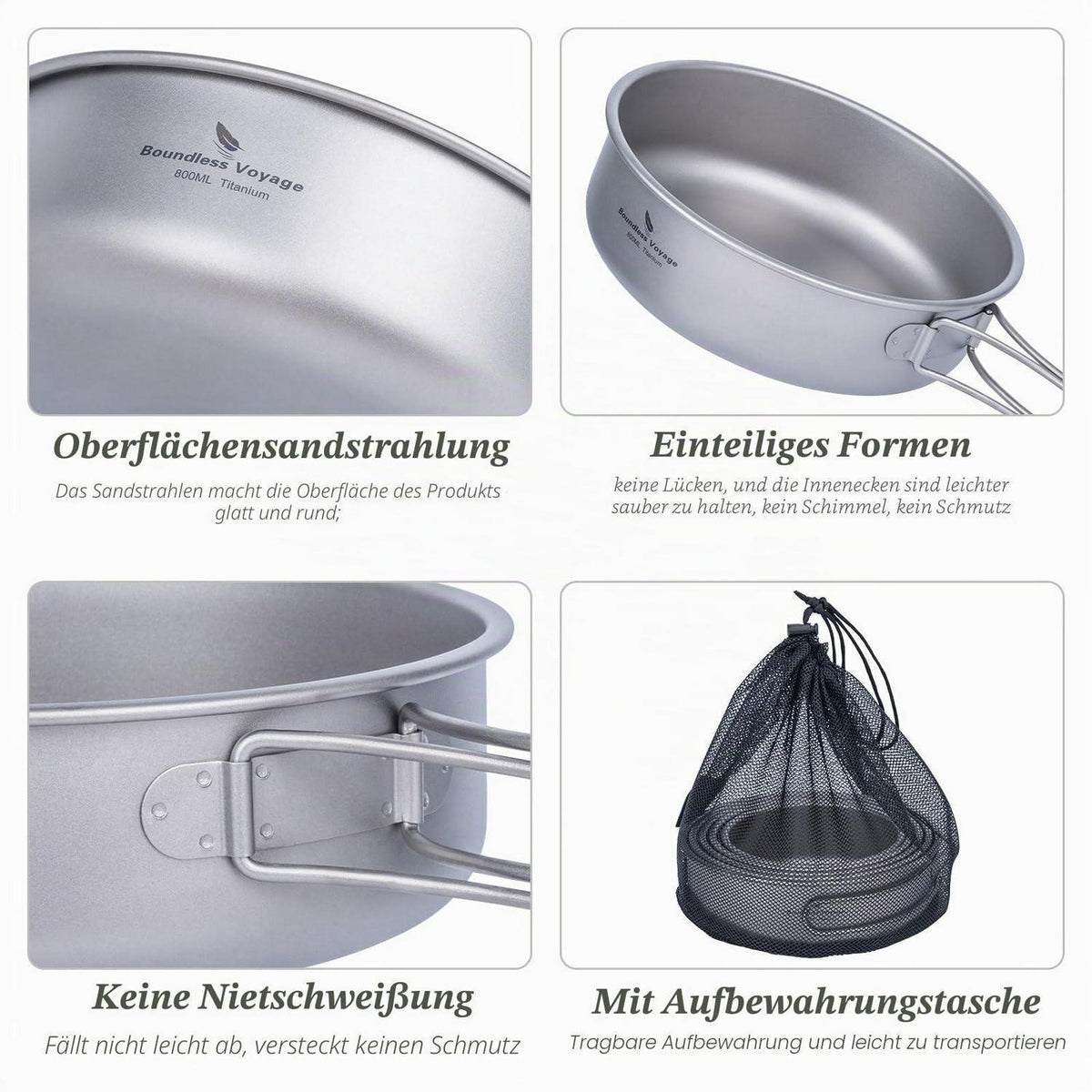 Titan Camping Geschirr Set mit Klappgriffen – 5-teilig