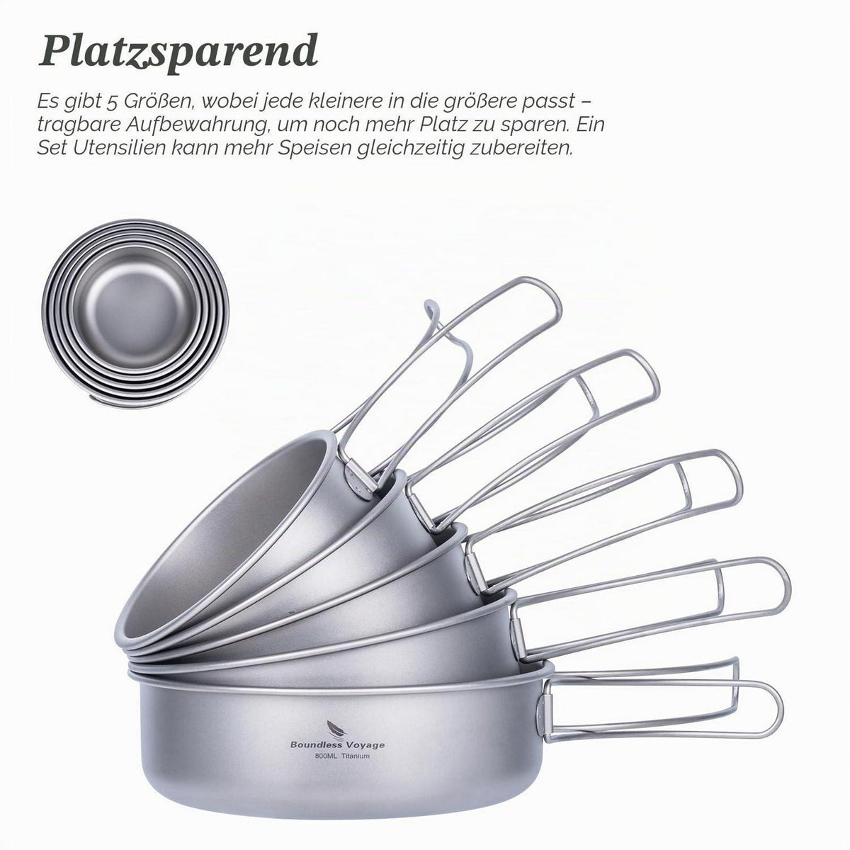 Titan Camping Geschirr Set mit Klappgriffen – 5-teilig