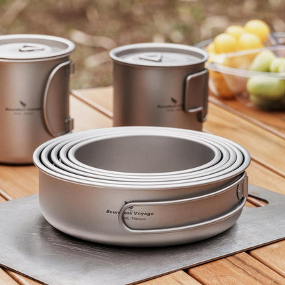 Titan Camping Geschirr Set mit Klappgriffen – 5-teilig