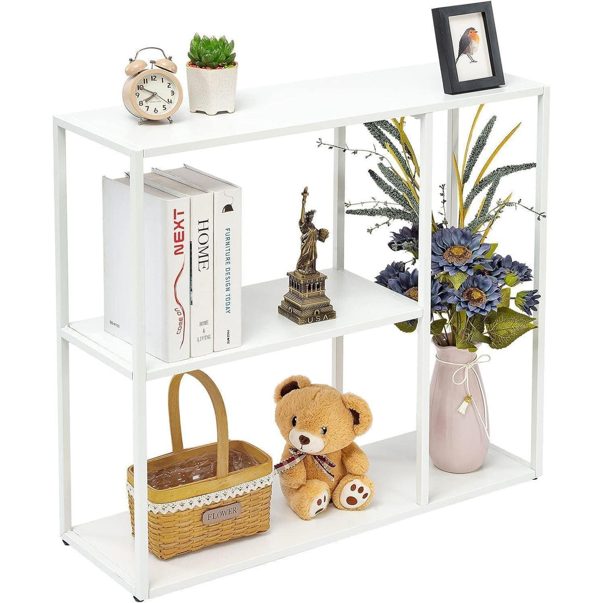 Moderner Konsolentisch mit 3 Ablagen – Weiß 80x25x75cm