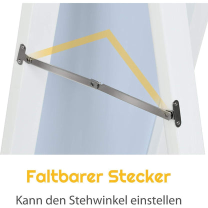 Ganzkörperspiegel 2in1 – Stand- & Wandspiegel mit Holzrahmen, Weiß