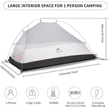 Leichtes 1-Personen Kuppelzelt für Camping & Wandern