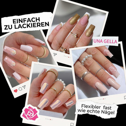 Quadratische Gel Nageltips 216 Stück – 12 Größen für Nagelverlängerung