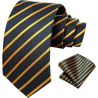 Herren Gestreifte Krawatte & Taschentuch Set Blau