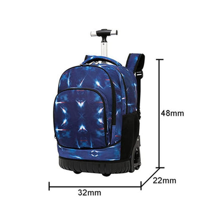 Schultrolley Rucksack mit Rollen – Navy Blau, 32x22x48cm