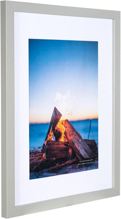 Bilderrahmen 2er Set Grau 30x40 cm MDF Holz-Rahmen Acrylglas Collage Portraits & Urkunden