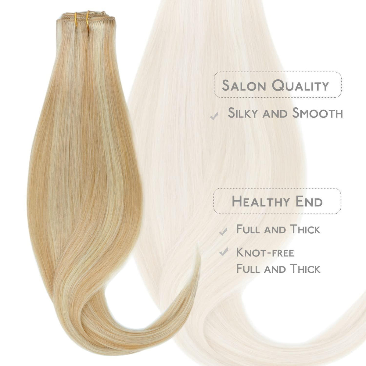 Echthaar Clip-in Extensions Karamellblond Highlights 55cm