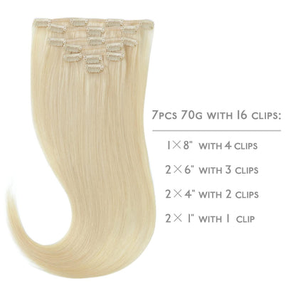 Echthaar Clip-in Extensions Bleichblond 45cm - 70g