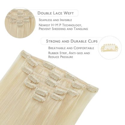 Echthaar Clip-in Extensions Bleichblond 45cm - 70g