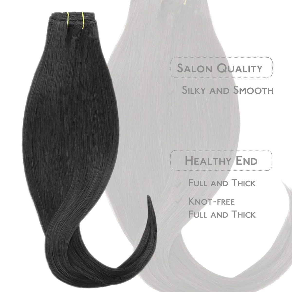 Echthaar Clip-in Extensions Schwarz 45cm - 70g